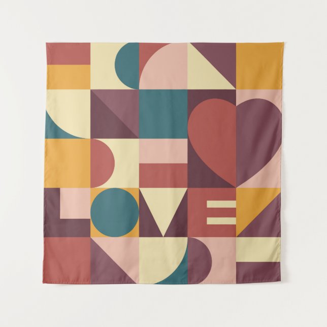 Tapiz Diseño del corazón de San Valentín, fondo abstract (Anverso)