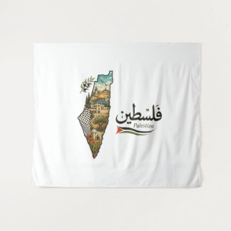 Tapiz Diseño del Mapa del Patrimonio Palestino Cúpula de