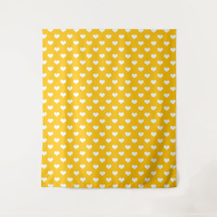 Tapiz Diseño del patrón amarillo de corazón de amor blan