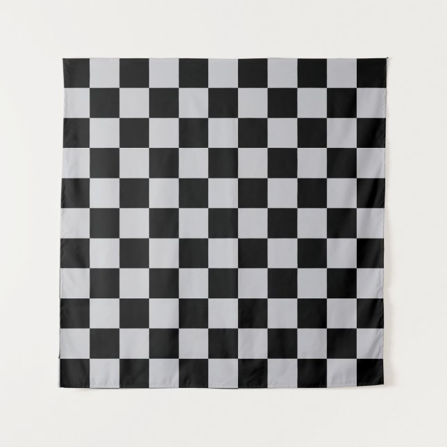 Tapiz Diseño del patrón Ash Gray Gray Checker (Anverso)