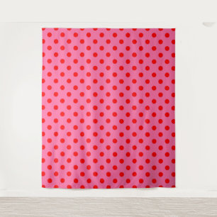 Tapiz Diseño del patrón de puntos de polka rosados sobre