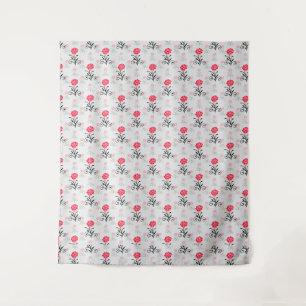 Tapiz Diseño del patrón de trazos de flores rojas