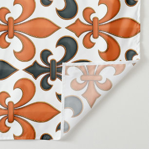 Tapiz Diseño del patrón Fleur-de-lis del barroco negro n