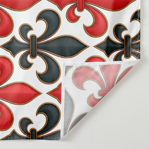 Tapiz Diseño del patrón rojo negro barroco Fleur-de-lis