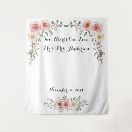 Tapiz Diseño floral boda Rosas de marfil rosados