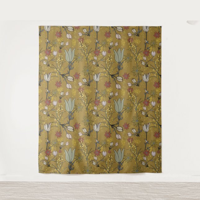 Tapiz Diseño floral Wattle moderno Flor amarillo Flannel (Anverso)