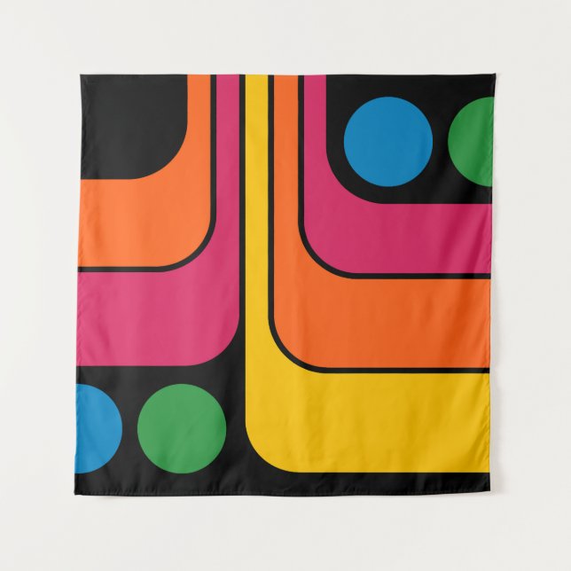 Tapiz Diseño geométrico de estilo retro Mod de los 70 (Anverso)