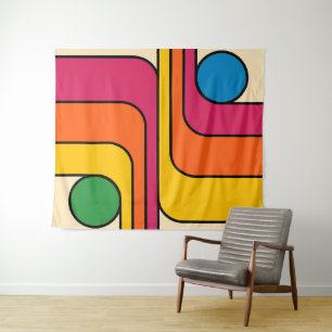 Tapiz Diseño geométrico de estilo retro Mod de los 70