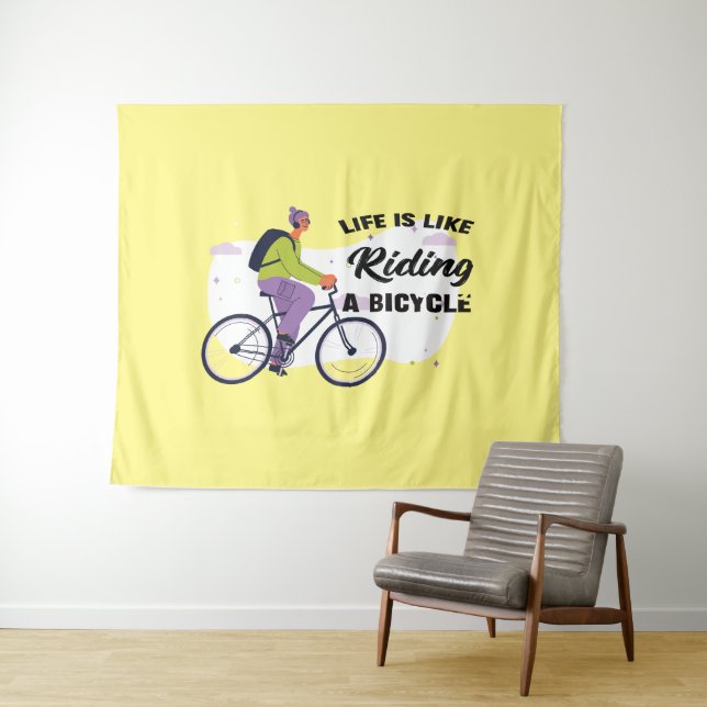 Tapiz Diseño gráfico de vida en bicicleta (In situ (horizontal))