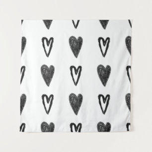 Tapiz Diseño gráfico sin fisuras con corazones. Blac