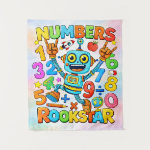 Tapiz Diseño matemático de robot lindo estrella de rock