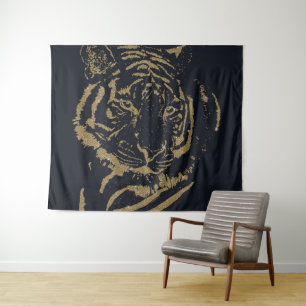 Tapiz Diseño negro del tigre de oro