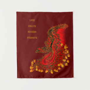 Tapiz Diseño rojo y dorado de China Dragon