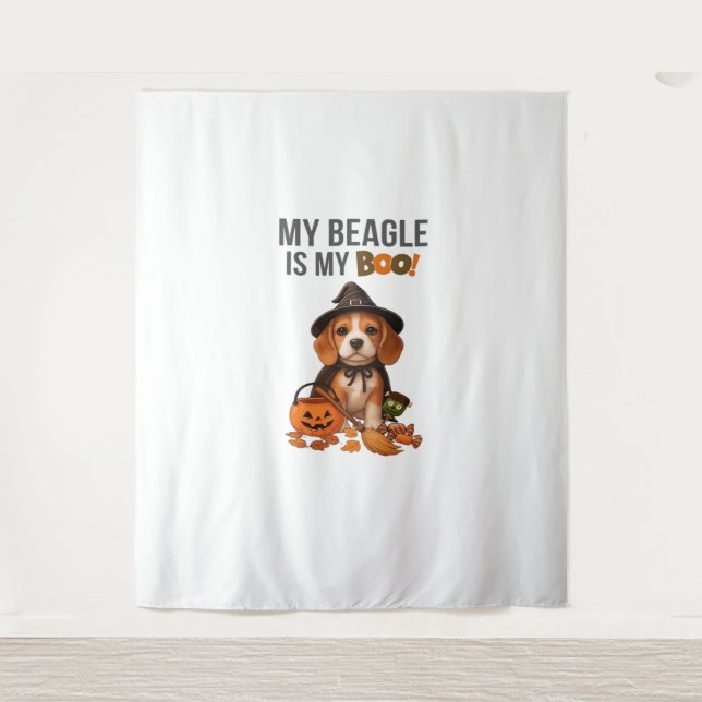 Tapiz Disfraz de Beagle Halloween Mi Beagle es mi perro  (Anverso)