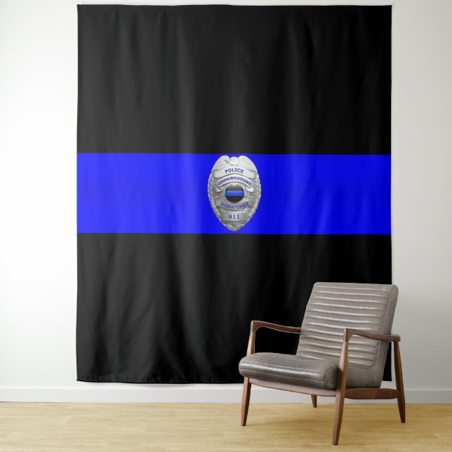 Tapiz Dispatch Thin Blue Line Badge Tapestry (In situ)