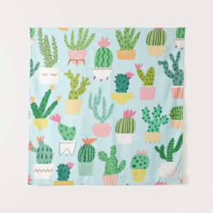 Tapiz Diversidad de cactus, fondo vintage sin costuras.