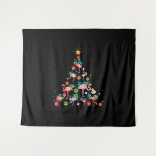 Tapiz Divertido árbol de Navidad Flamingo