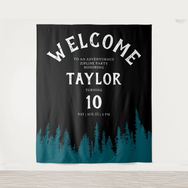 Tapiz Divertido Black Adventure Zipline Fiesta Forestal  (Anverso)