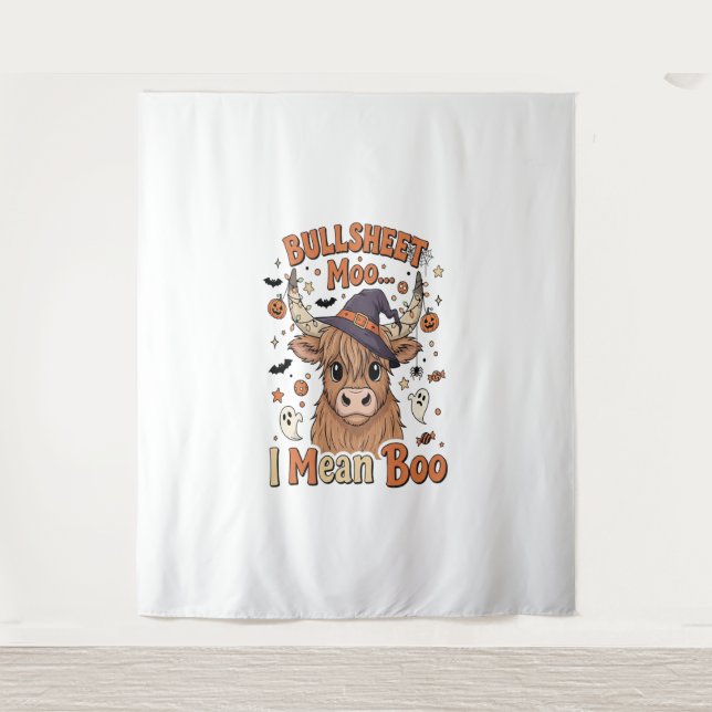 Tapiz Divertido folleto de la vaca de Halloween quiero d (Anverso)