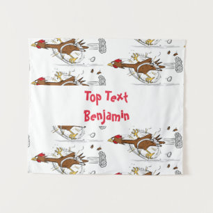 Tapiz Divertido ilustracion de pollo fresco y personaliz