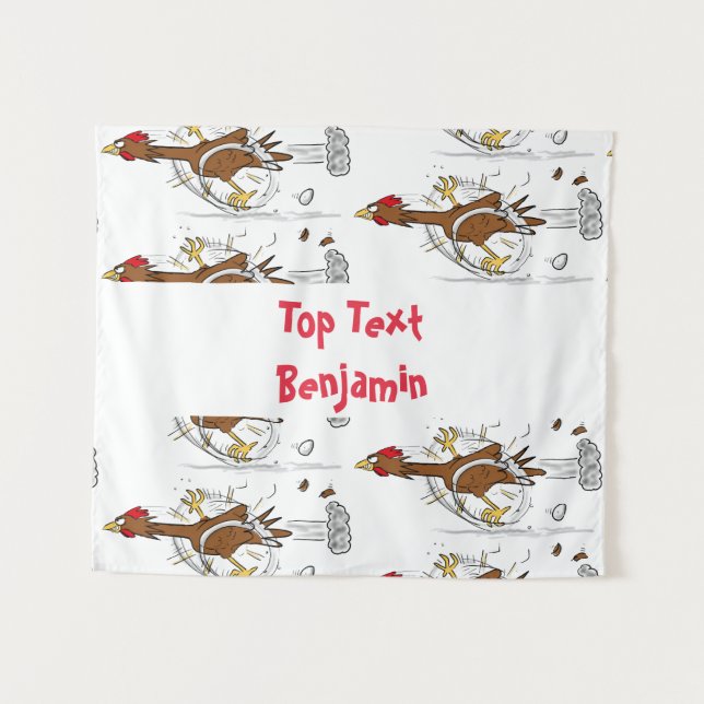 Tapiz Divertido ilustracion de pollo fresco y personaliz (Anverso (horizontal))