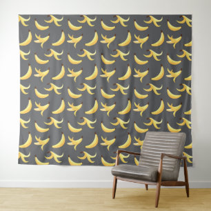 Tapiz Divertido patrón de plátano amarillo retro editabl