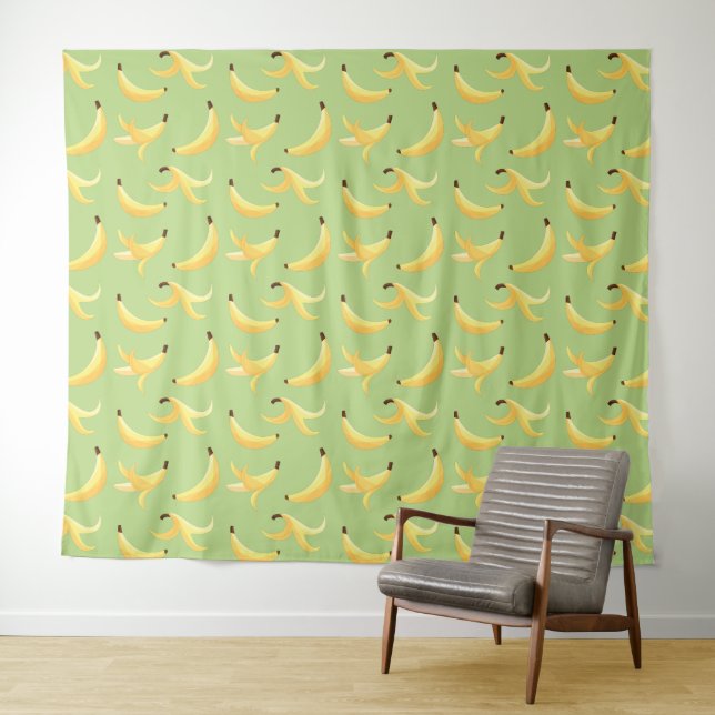 Tapiz Divertido patrón de plátano amarillo retro editabl (In situ (horizontal))