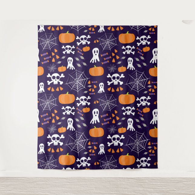 Tapiz Diviértete patrón de Halloween (Anverso)