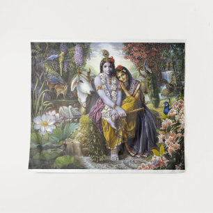Tapiz Divina pareja de todo atractivo Krishna y Radha