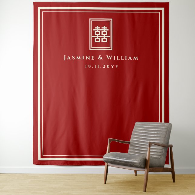 Tapiz Doble felicidad Boda chino foto de fondo (In situ)