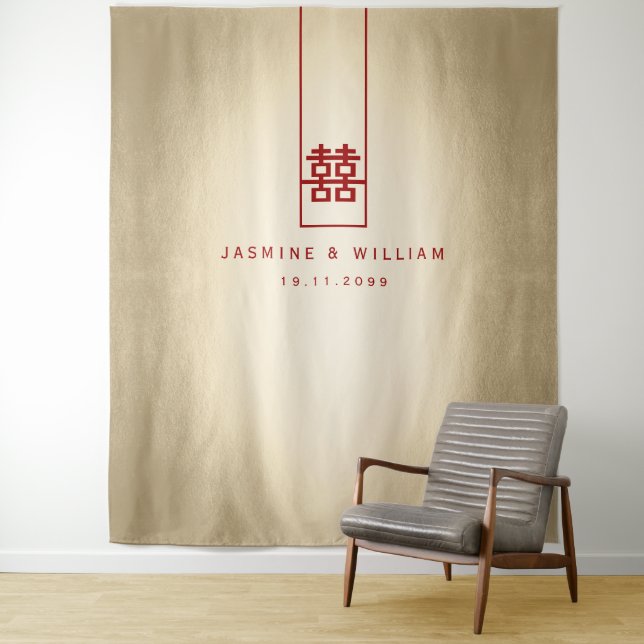 Tapiz Doble felicidad Boda chino foto de fondo (In situ)