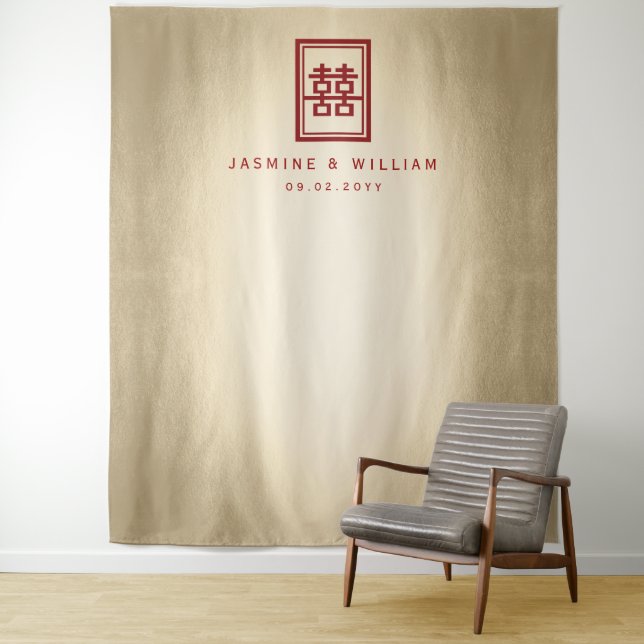 Tapiz Doble felicidad Boda chino foto de fondo (In situ)