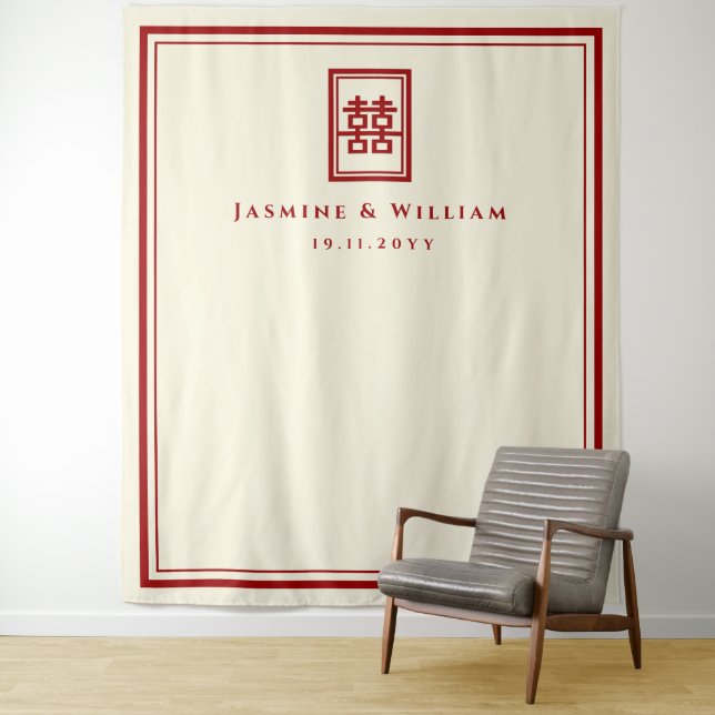 Tapiz Doble felicidad Boda chino foto de fondo (In situ)