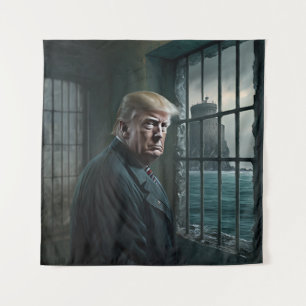 Tapiz Donald Trump en la prisión de Alcatraz