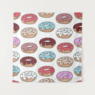 Tapiz Donuts multicolores dibujados a mano sin fisuras. 