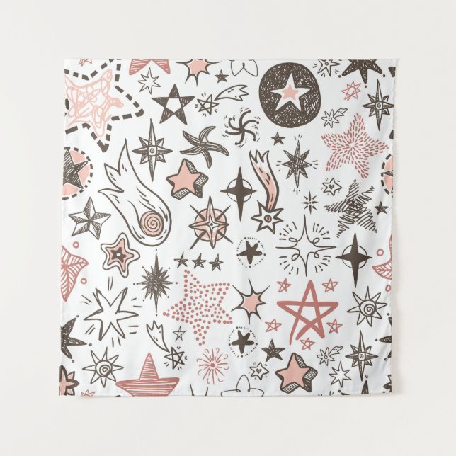 Tapiz Doodle Cósmico: Estrellas y Cometas (Anverso)
