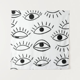 Tapiz Doodle eye, patrón creativo sin costuras.