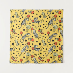 Tapiz Doodles de Courtside: Fantasia de baloncesto de ce