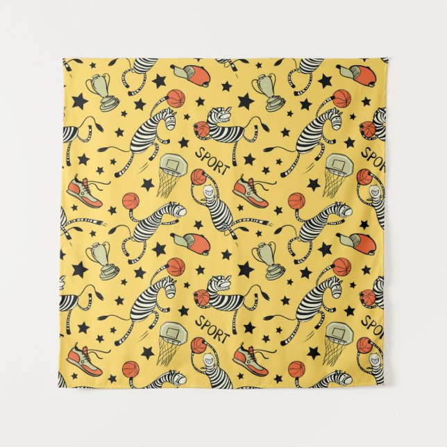 Tapiz Doodles de Courtside: Fantasia de baloncesto de ce (Anverso)