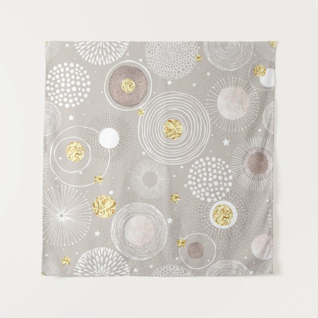 Tapiz Doodles de navidades: fondo de Relieve metalizado  (Anverso)