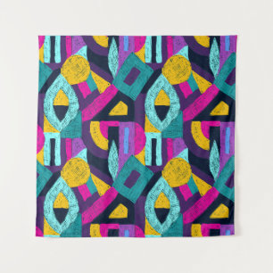 Tapiz Doodles retro: arte pop geométrico.