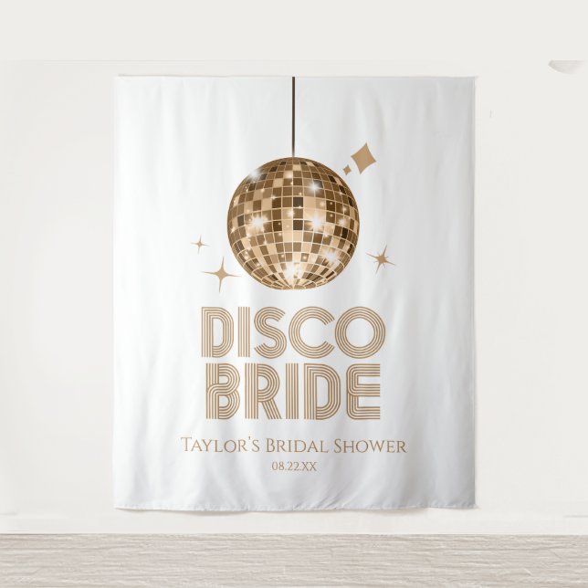 Tapiz Dorada Disco Ball Disco Bridal Bridal Shower (Anverso)