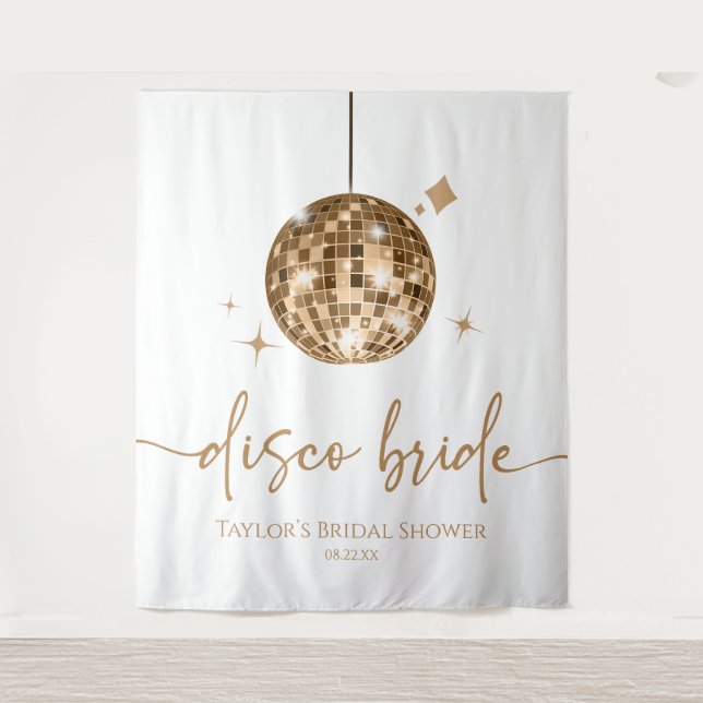 Tapiz Dorada Disco Ball Disco Bridal Bridal Shower (Anverso)
