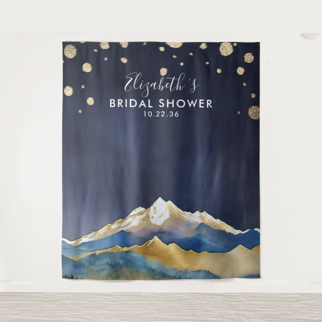 Tapiz Dorado Mountain Bridal Shower Photo Booth (Anverso)