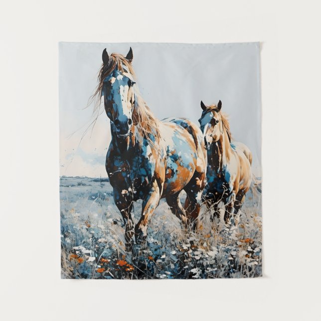 Tapiz Dos caballos pintos (Anverso)
