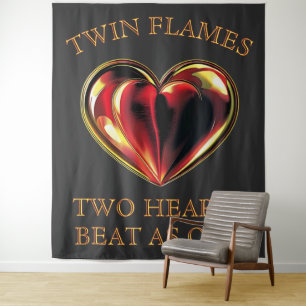 Tapiz Dos corazones laten como uno llamas gemelas amor d