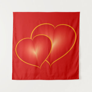 Tapiz Dos corazones rojos, gráfico de arte digital moder