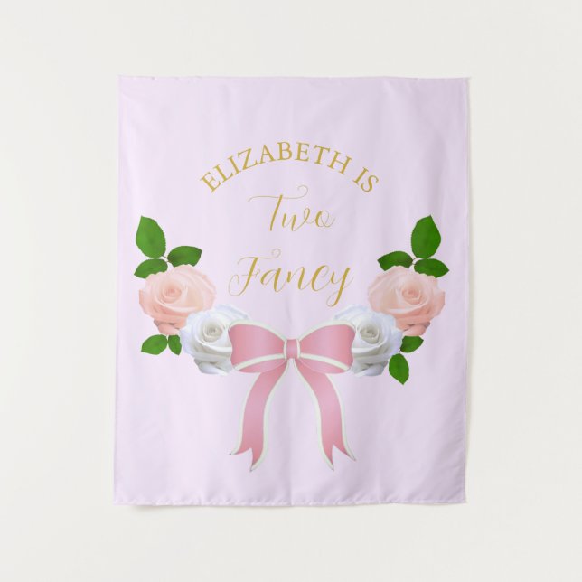 Tapiz Dos cumpleaños floral Fancy Bow (Anverso)