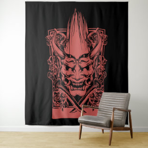 Tapiz Dos demonios rojos con espadas