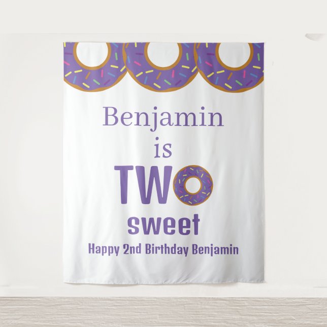 Tapiz Dos dulces Fiestas morados de cumpleaños (Anverso)